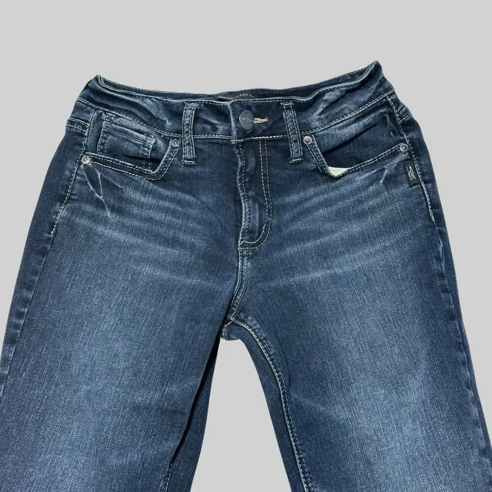 SILVER Suki Womens Jeans Denim Size 27 Slim Bootcut Whiskering Stretchy‎ - Picture 2 of 10